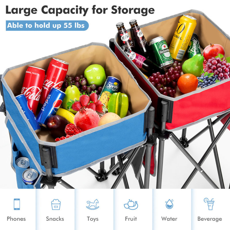 2 Folding Camping Storage Bin Tables