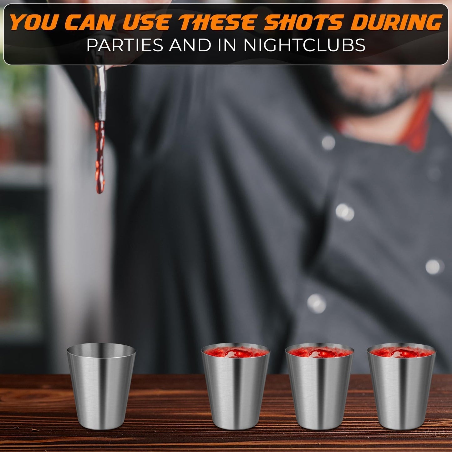 Outdoor Camping Unbreakable Metal Shooters, 15Pcs - Stainless Steel Shot Glasses