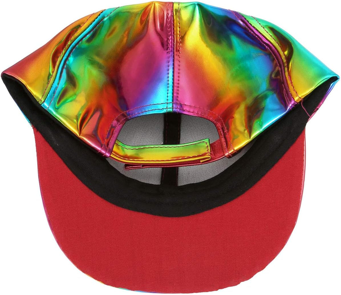 Adjustable Shiny Holographic Baseball Cap Rainbow Reflective Hip Hop Rave Hat Metallic Casual Cap