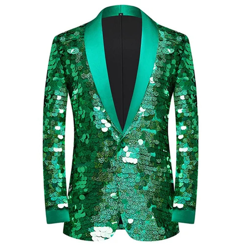 Men's Unique Design Striped Sequin Suit Jacket