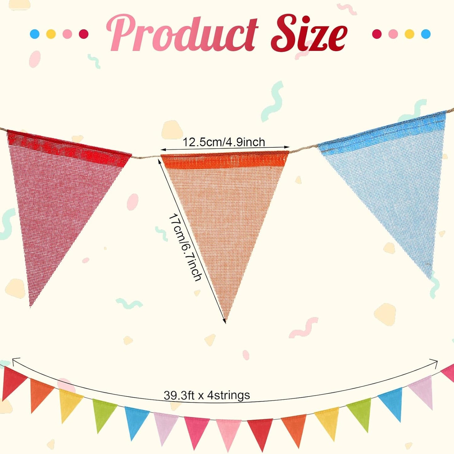 Pastel Fabric Triangle Flag Garland - Multicolored