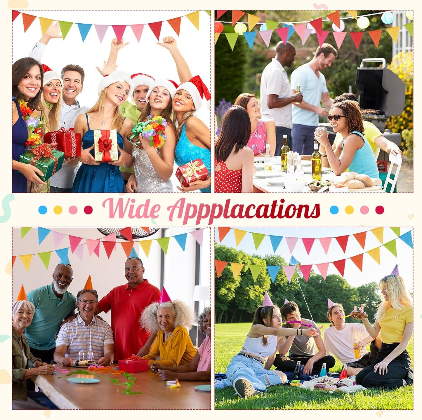 Pastel Fabric Triangle Flag Garland - Multicolored