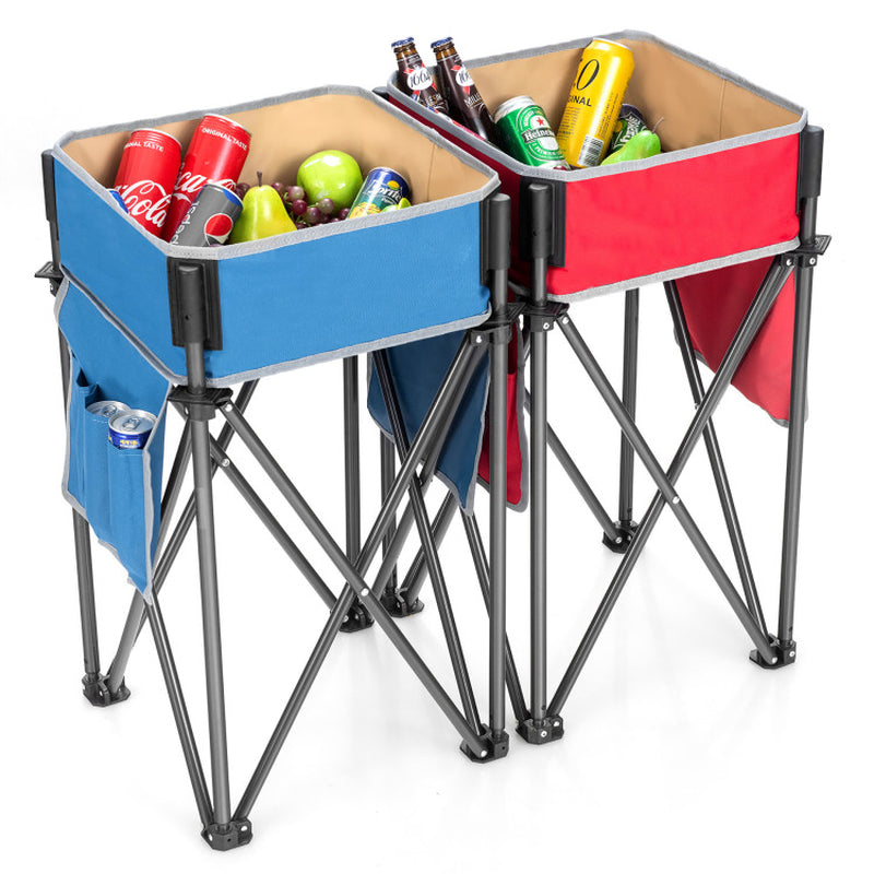 2 Folding Camping Storage Bin Tables