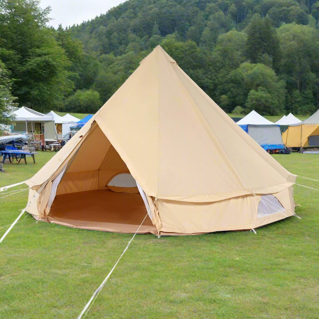 Canvas Bell Tent 3M, 4M, 5M, 6M, or 7M Camping Yurt with Stove Jack