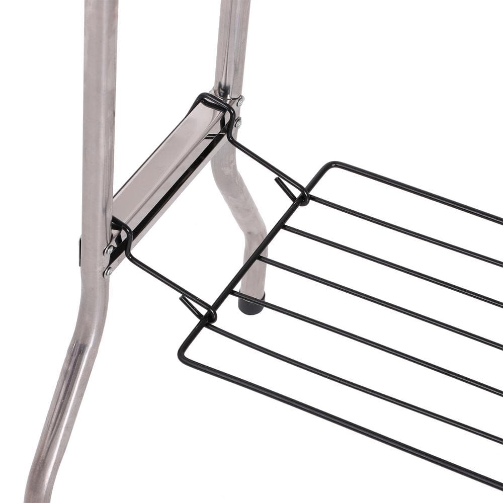 Portable Folding Charcoal BBQ Grill in Silver Stainless Steel - Camp Cooker with a Large Non-Stick Cooking Space