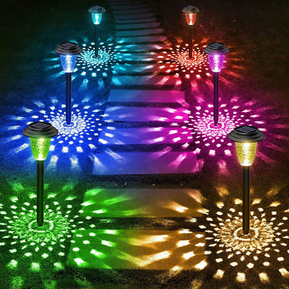 Solar Pathway Lights Bright RGB Color Changing/Warm White Outdoor Waterproof Garden Lamp Powered Landscape Path Lights for Yard