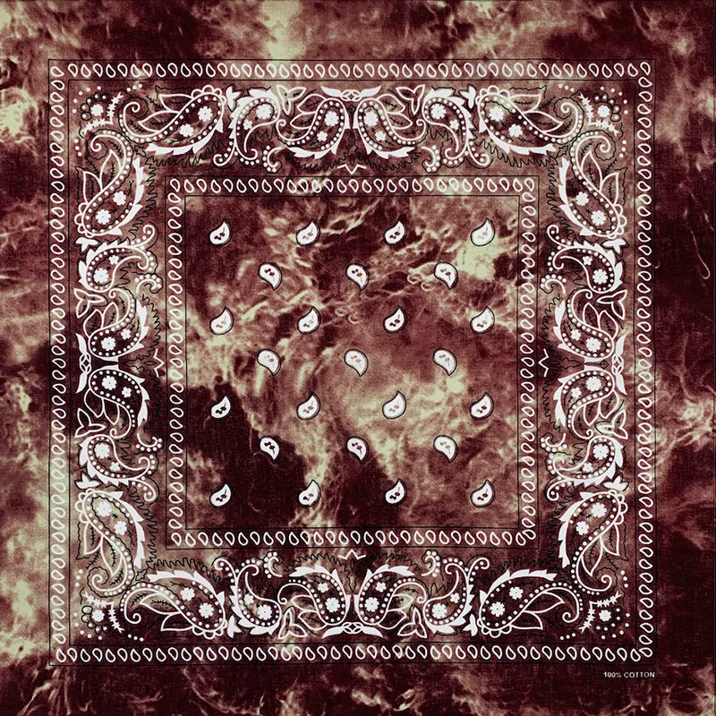 Tie Dye Cashew Paisley 100% Cotton Square Bandana