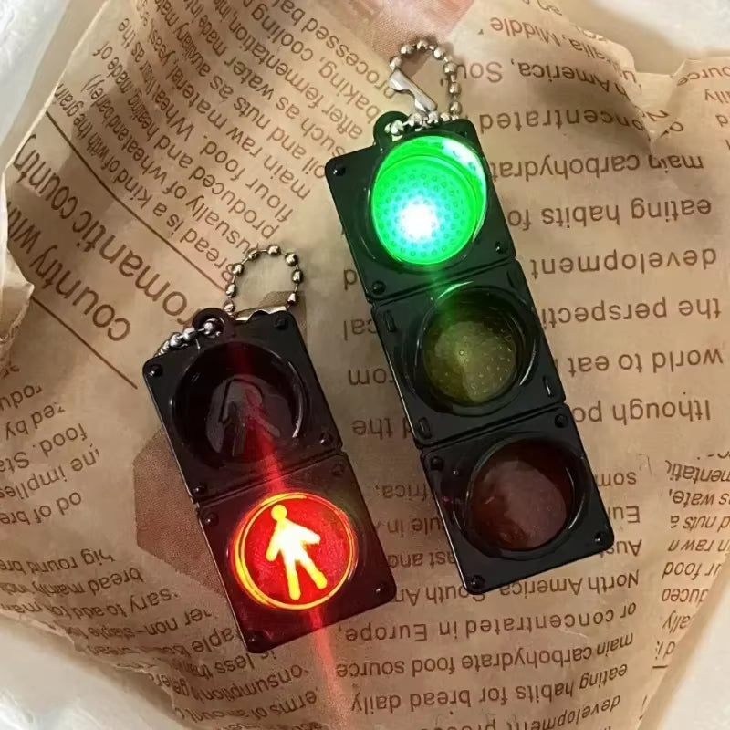Simulation Electronic Traffic Light Keychain Pendant - Mini Pedestrian Light LED