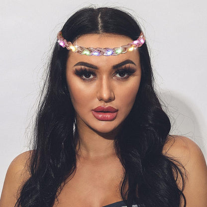 Light Up Gold Glow Rhinestone Headband