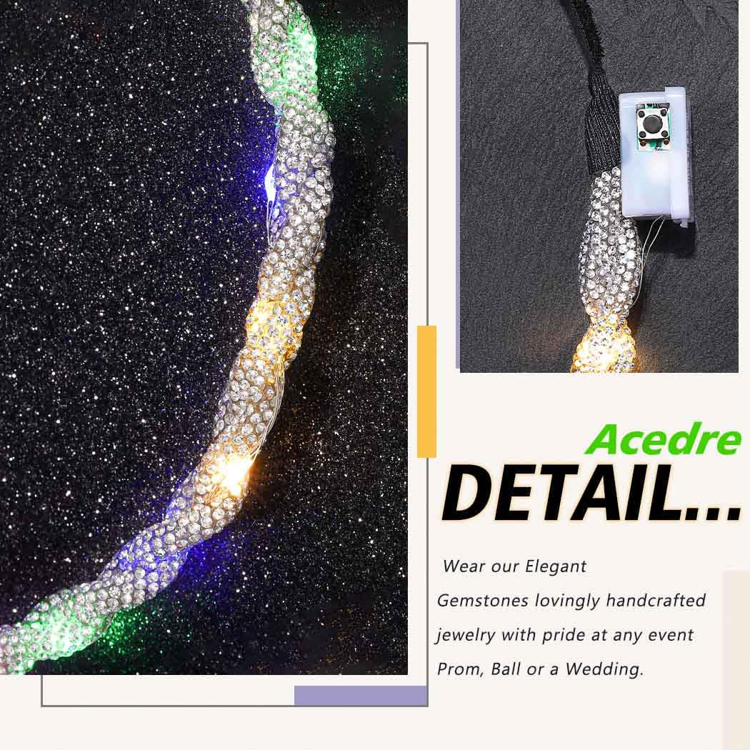 Light up Rhinestone Headband LED Rave Headpiece Glow Silver Crystal for Women