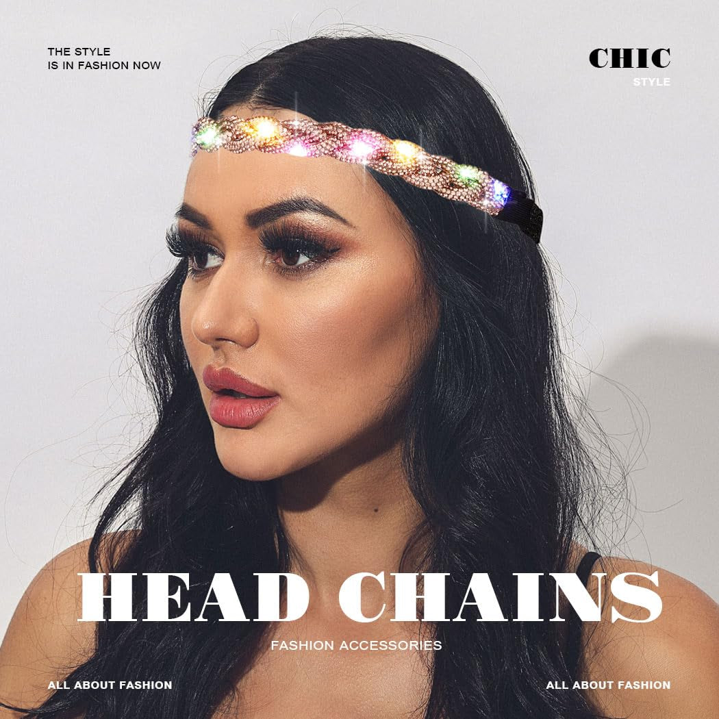 Light Up Gold Glow Rhinestone Headband