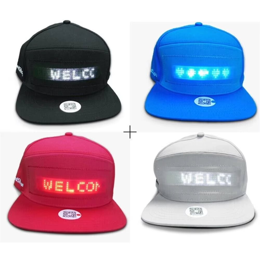 Programmable Custom LED Scrolling Message Baseball Cap - Bluetooth App Control