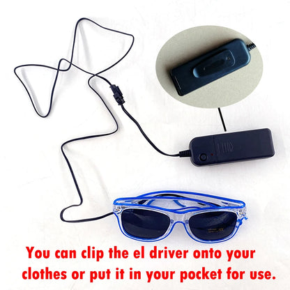 1PC Light up LED Glasses Glow Sunglasses EL Wire Neon Glasses Glow in the Dark Party Supplies Neon Party Favors for Kids Adults
