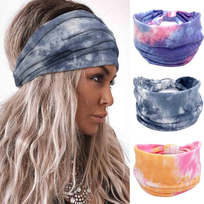Boho and Tie Dye  Wraps Headbands, 3Pcs