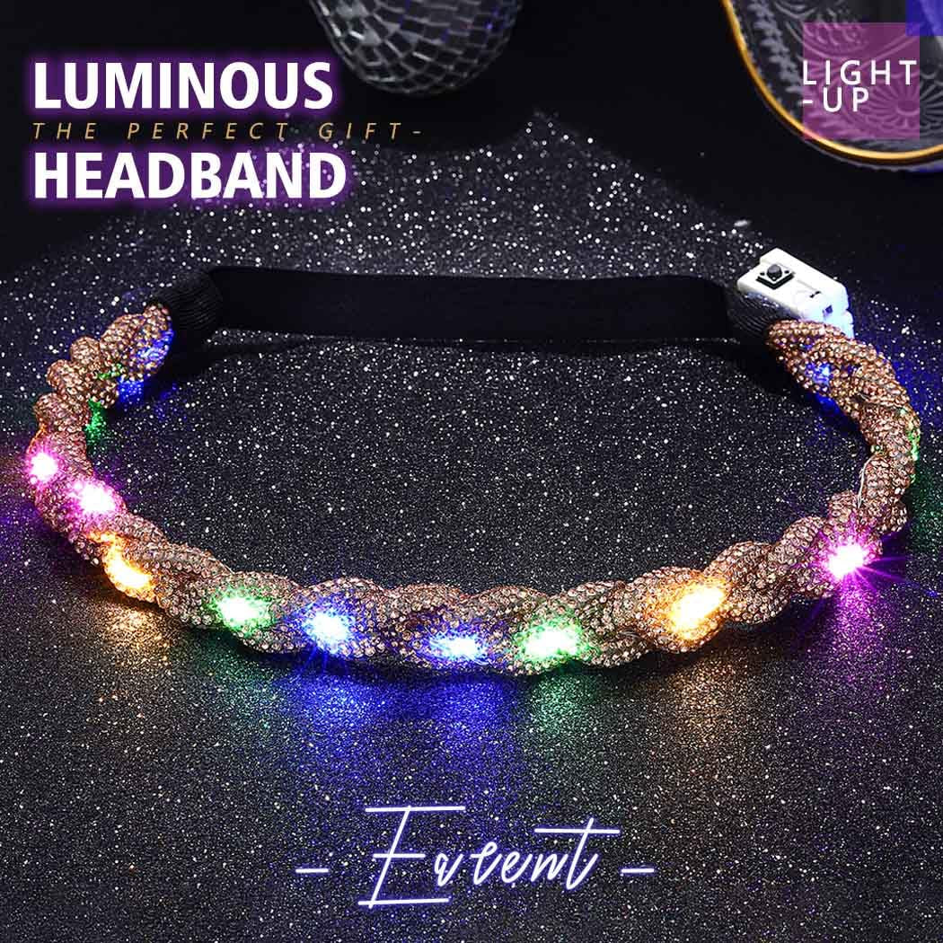 Light Up Gold Glow Rhinestone Headband
