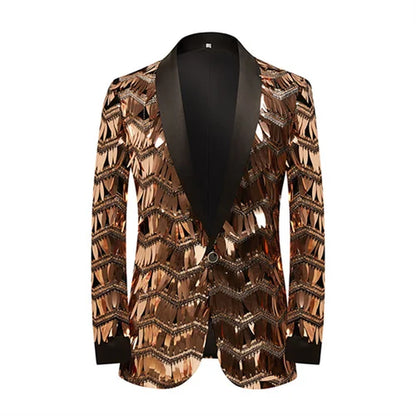 Men's Unique Design Striped Sequin Suit Jacket