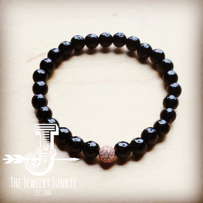 Wood with gold accent beaded bracelet 807ss