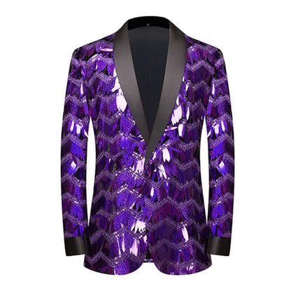 Men's Unique Design Striped Sequin Suit Jacket