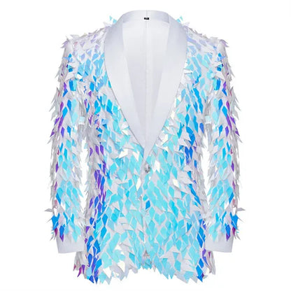 Men's Unique Design Striped Sequin Suit Jacket