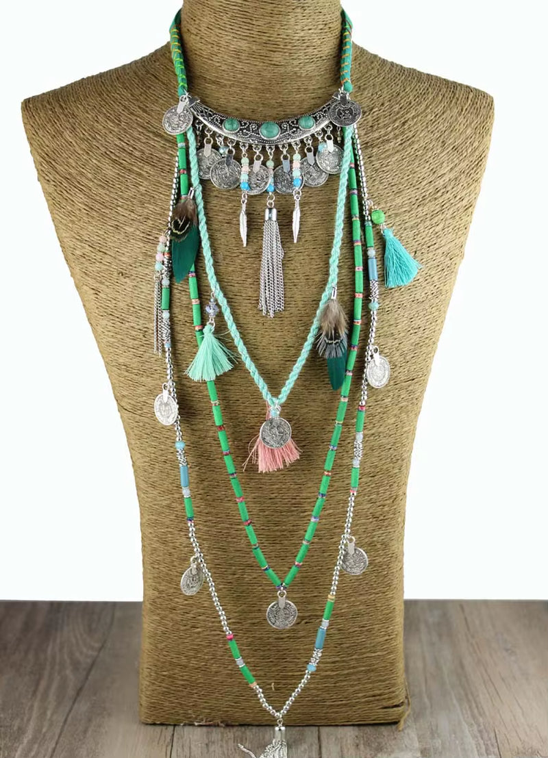 Gypsy Statement Vintage Long Boho Necklace Tribal