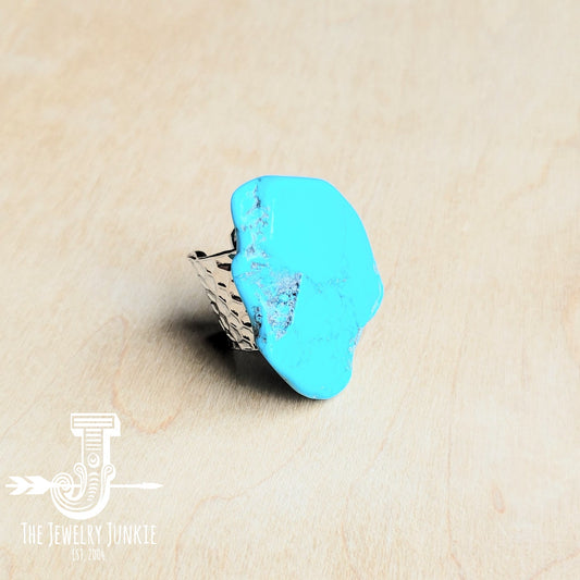 Blue Turquoise Slab Cocktail Statement Ring 012h