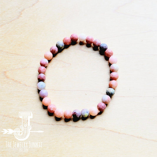 Frosted Marble Jasper Beaded Stretch Bracelet 809e