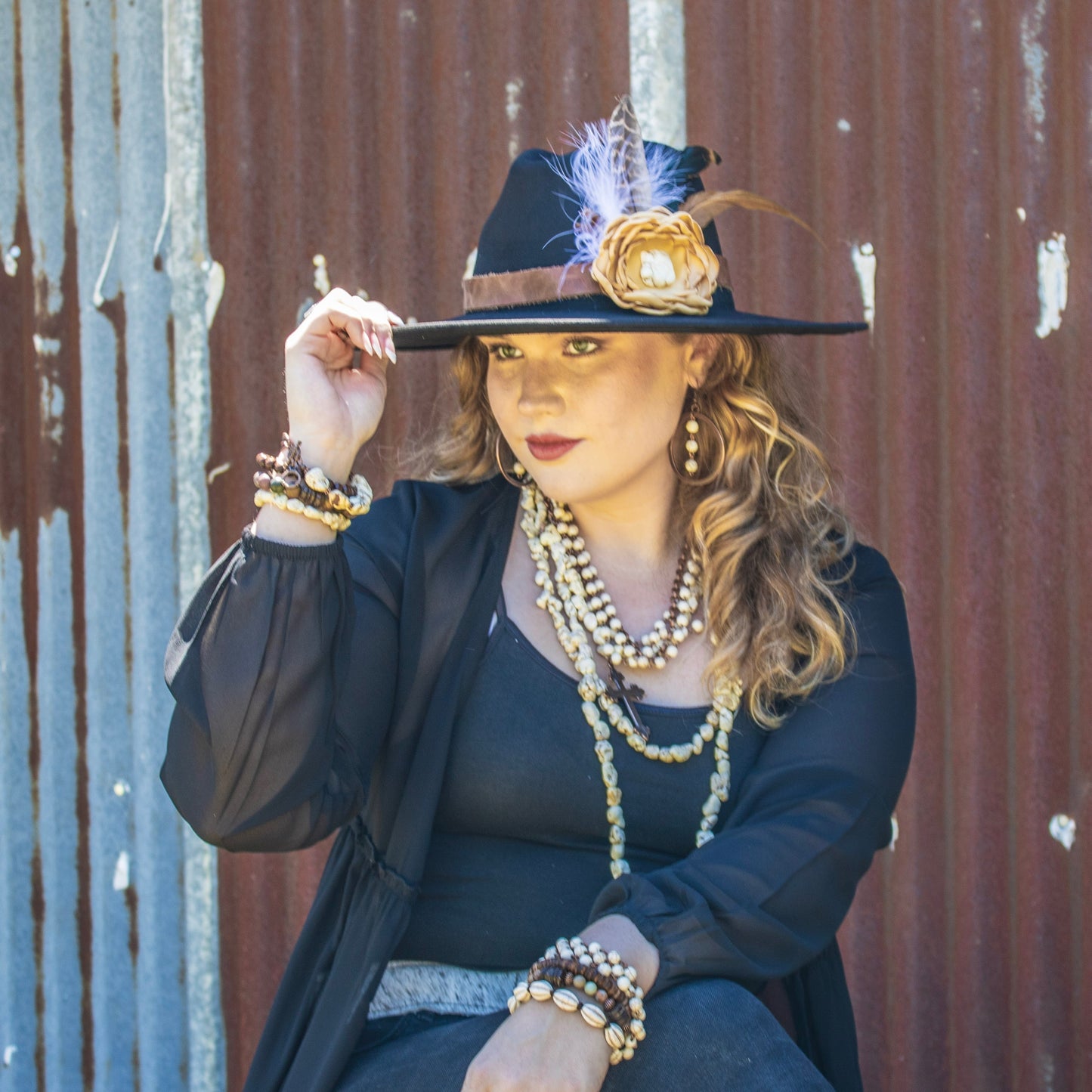 White Turquoise Melon Beaded Stretch Bracelet 809h