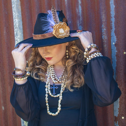 White Turquoise Melon Beaded Stretch Bracelet 809h