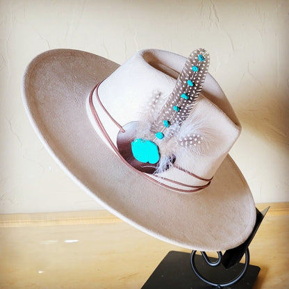 Turquoise Accent Guinea Feather Hat Band + Choice of Hat 986i
