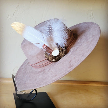 Dark Metallic Feather & Turquoise Slab Hat Band + Choice of Hat 986d