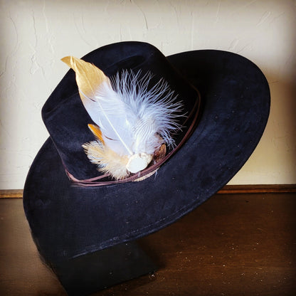 Dark Metallic Feather & Turquoise Slab Hat Band + Choice of Hat 986d