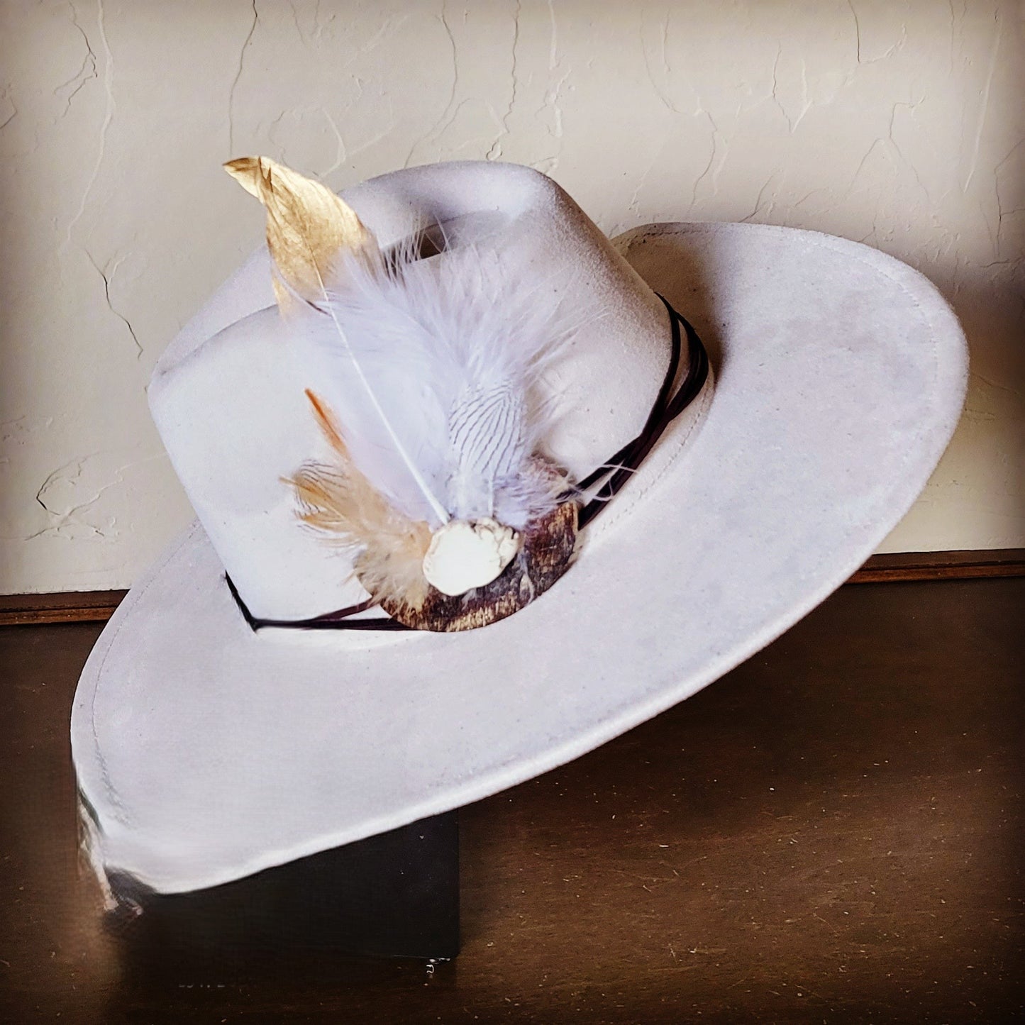 Dark Metallic Feather & Turquoise Slab Hat Band + Choice of Hat 986d