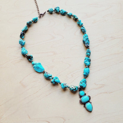 Blue Turquoise Necklace and copper w/ Turquoise Pendant 259L