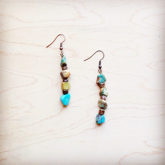Genuine HuBei Turquoise & Wood Drop Earrings 221g
