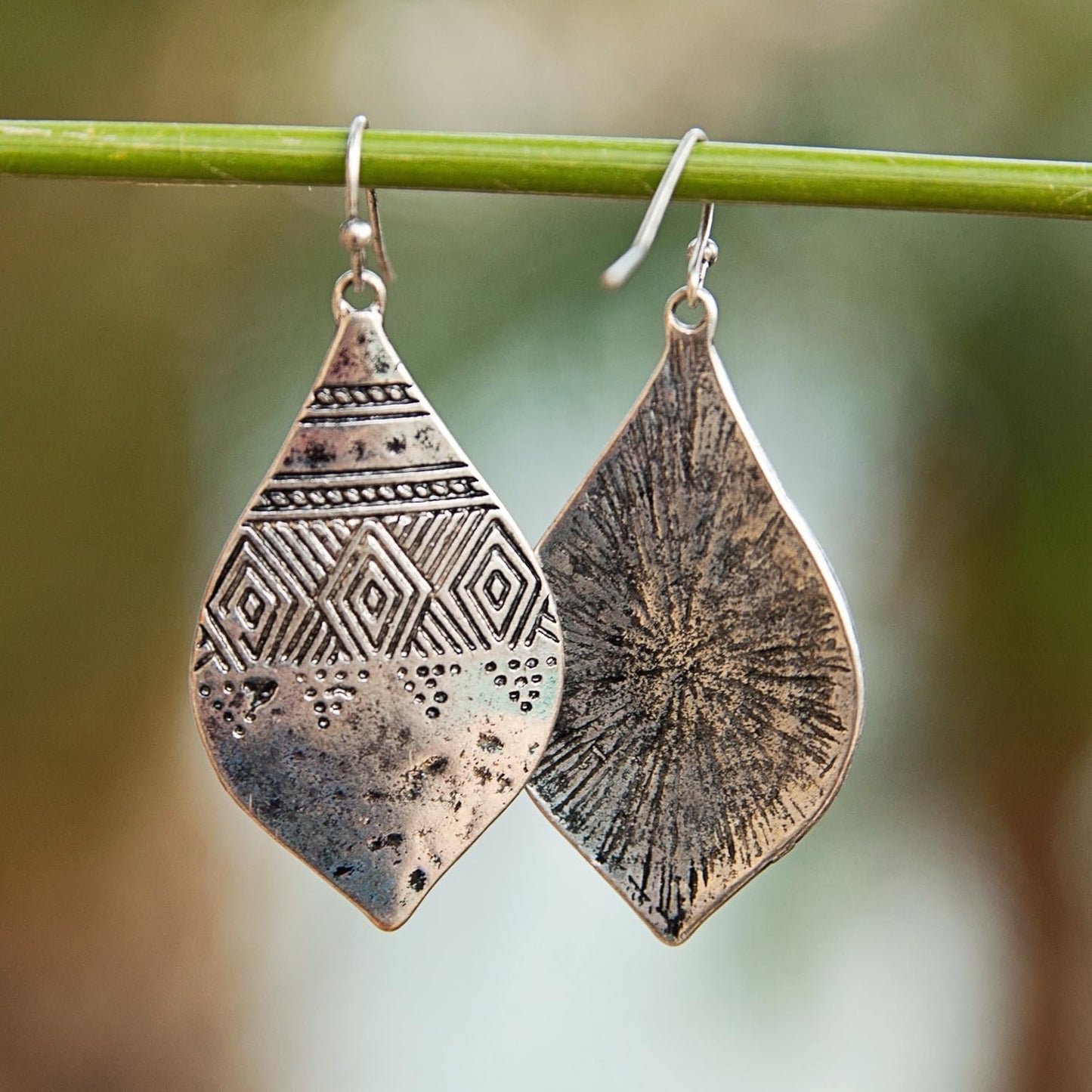 Bohemian Hammered & Engraved Silver Earrings -  Collection…