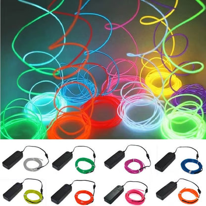 1M 3M 5M Glow EL Wire Neon Cable for Christmas Dance Party DIY Costumes Multicolor Illuminated Light AA Battery Lamp LED Strip