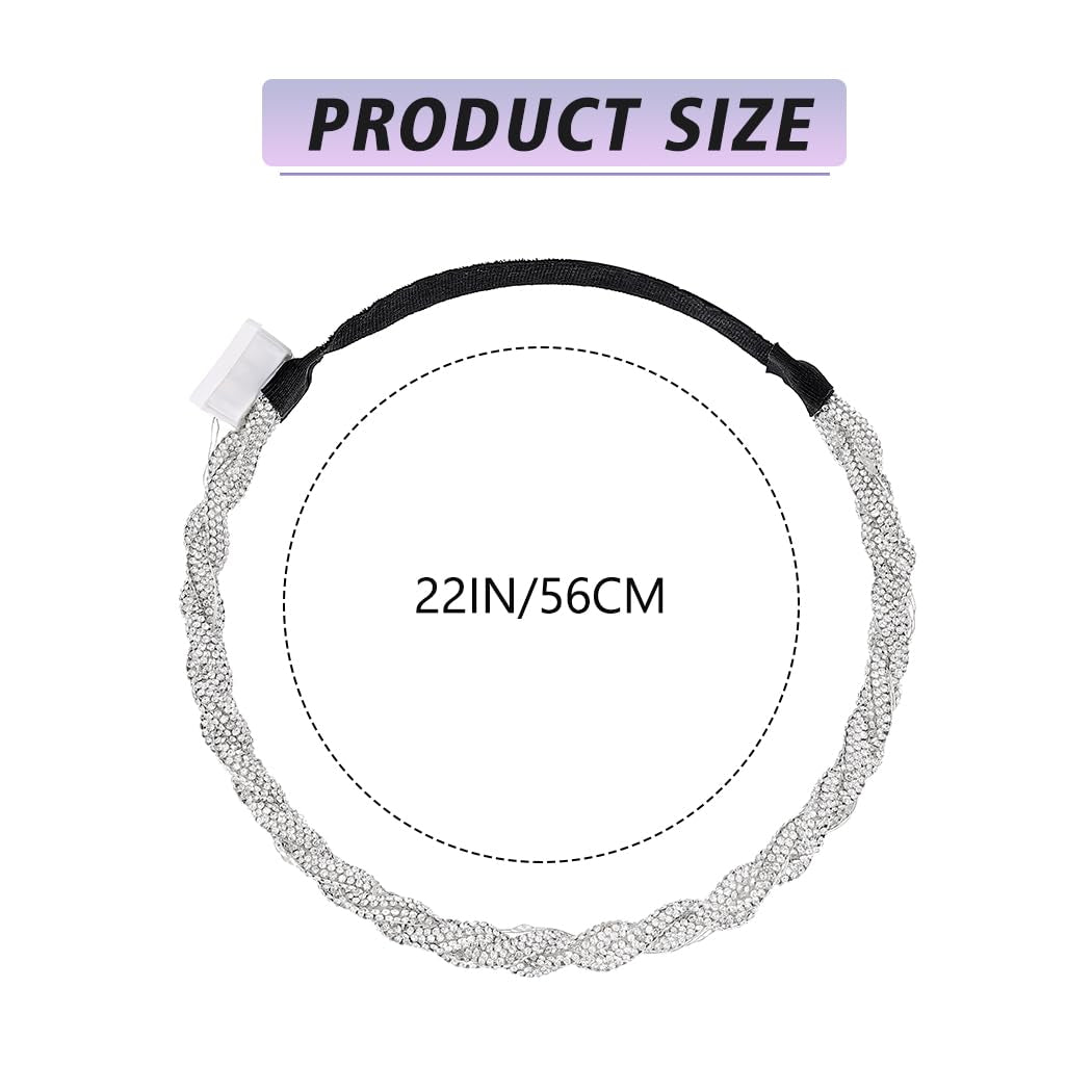 Light up Rhinestone Headband LED Rave Headpiece Glow Silver Crystal for Women