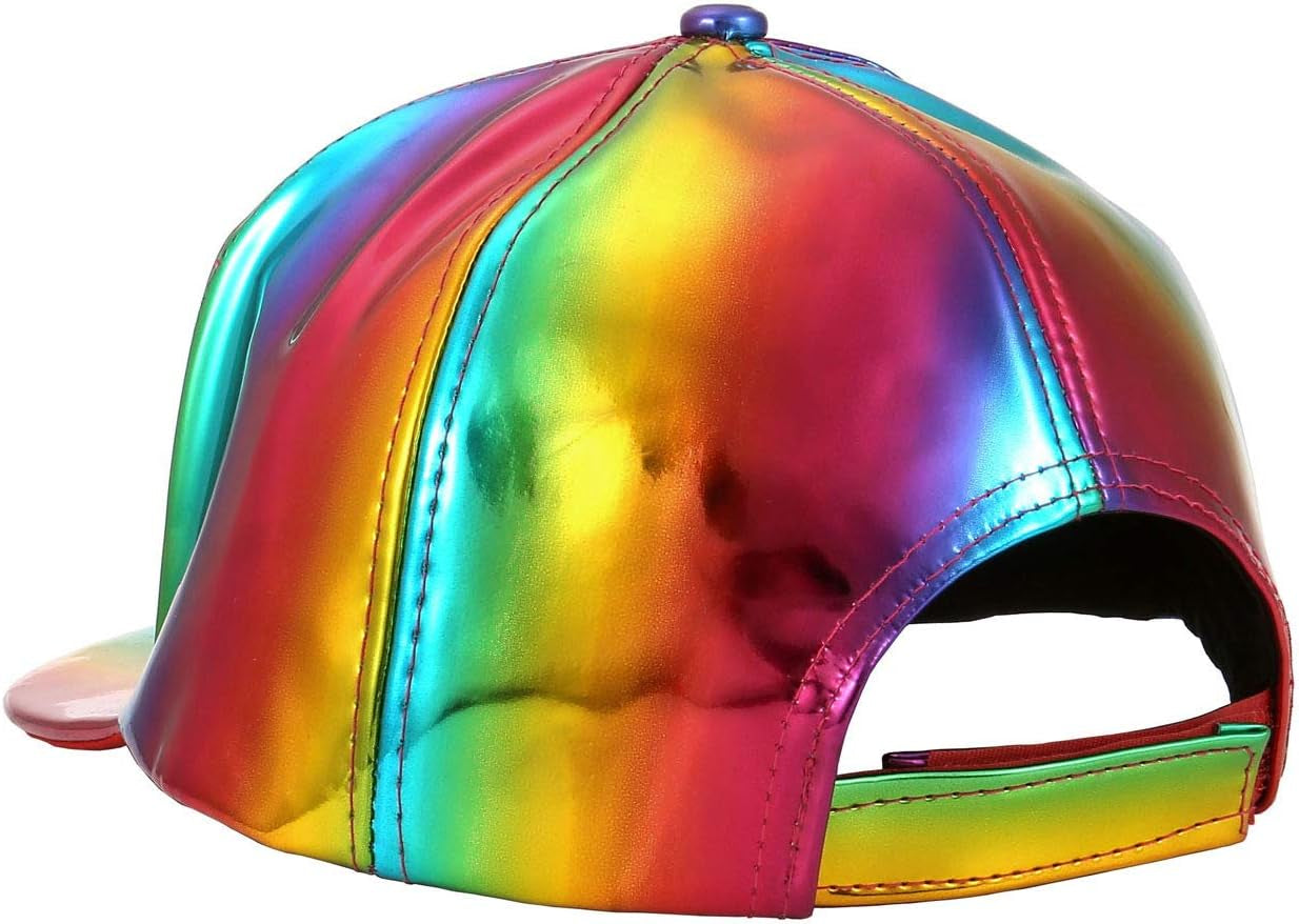 Adjustable Shiny Holographic Baseball Cap Rainbow Reflective Hip Hop Rave Hat Metallic Casual Cap