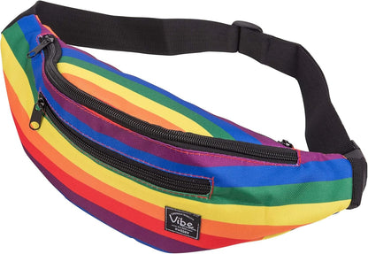 Fanny Pack for Men Women - Many Prints - Black Holographic Silver Gold Cute Waist Bag for Festival Rave Hiking Running Cycling