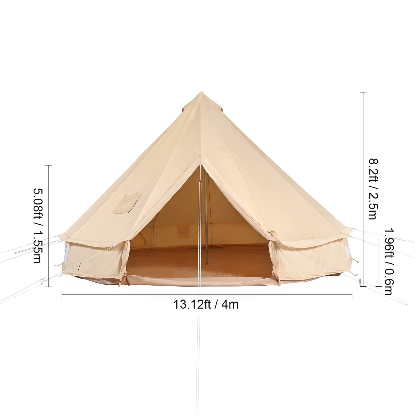 Canvas Bell Tent 3M, 4M, 5M, 6M, or 7M Camping Yurt with Stove Jack