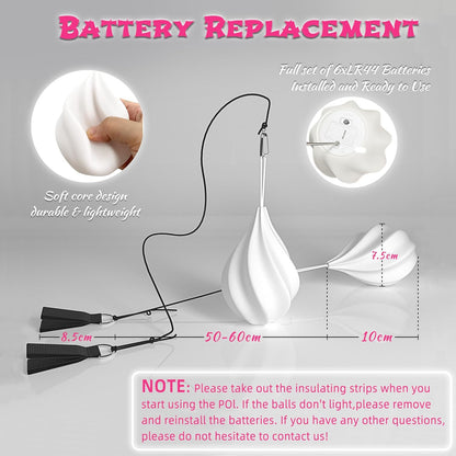 LED Poi Balls Set - Luminous Premium Toy for Beginners & Professionals 