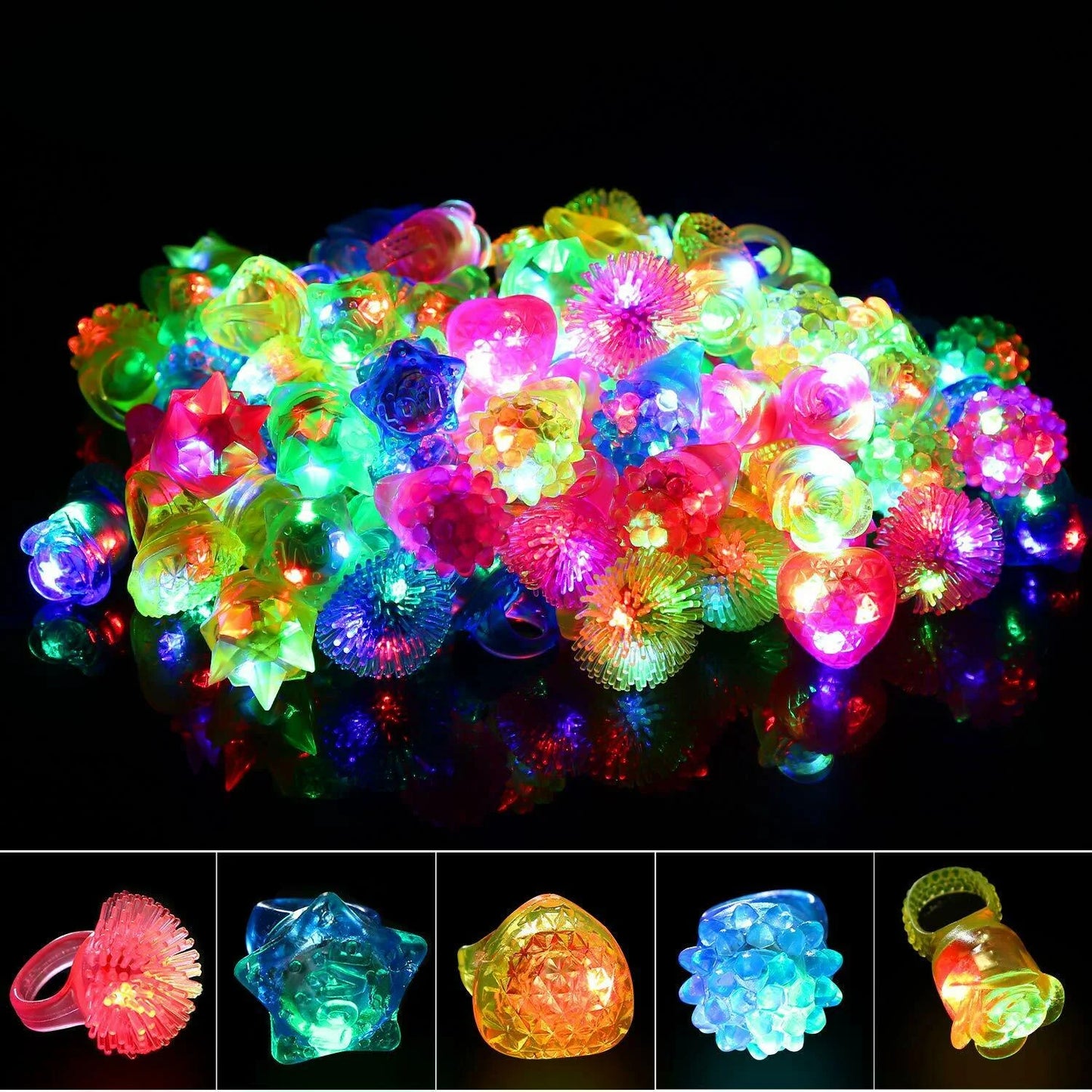 Light Up Rings and LED Bracelets Glow in the Dark, 36 Pack
