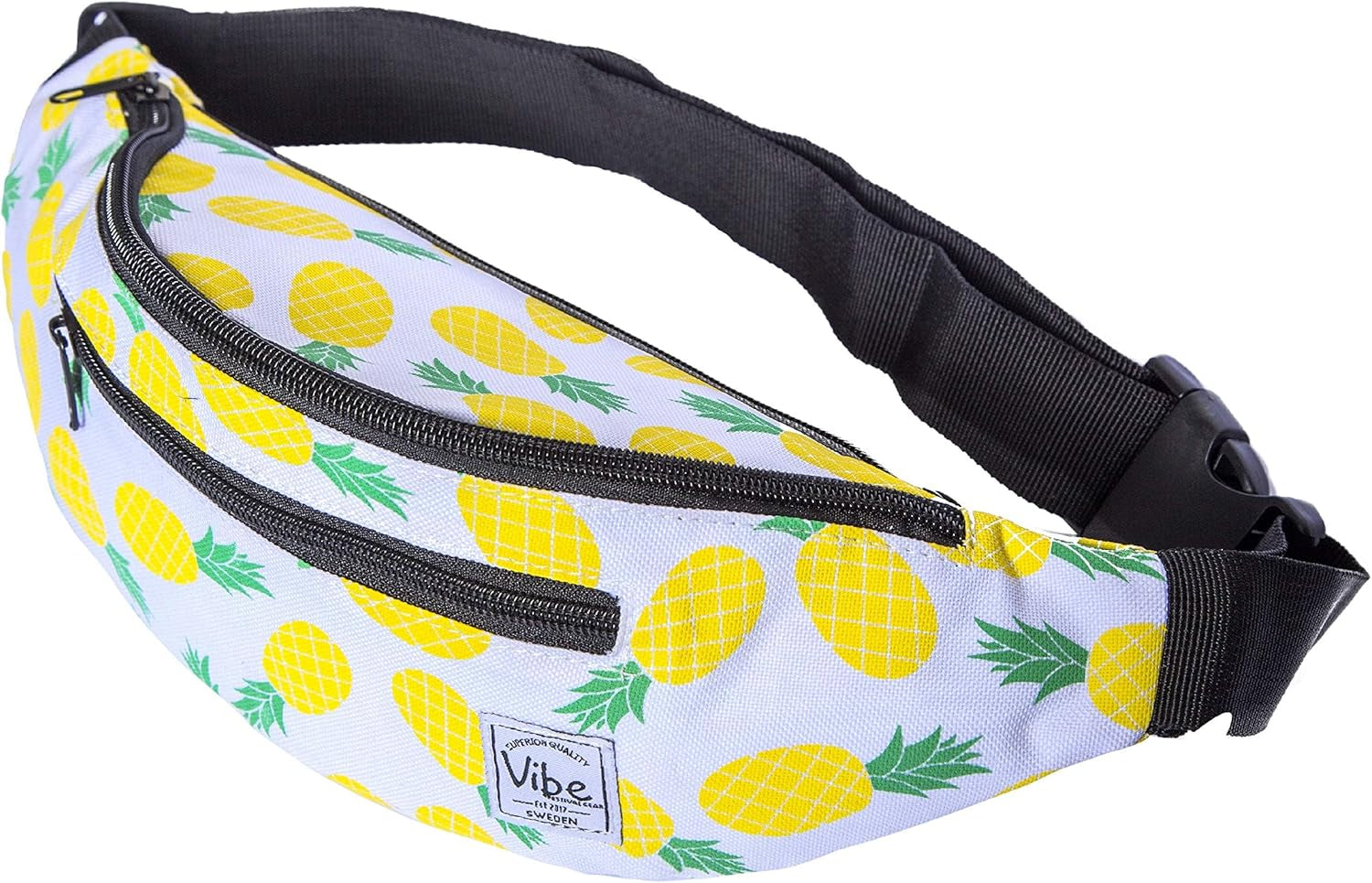 Fanny Pack for Men Women - Many Prints - Black Holographic Silver Gold Cute Waist Bag for Festival Rave Hiking Running Cycling