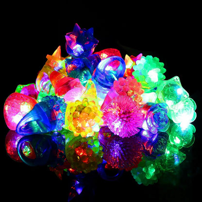 Light Up Rings and LED Bracelets Glow in the Dark, 36 Pack