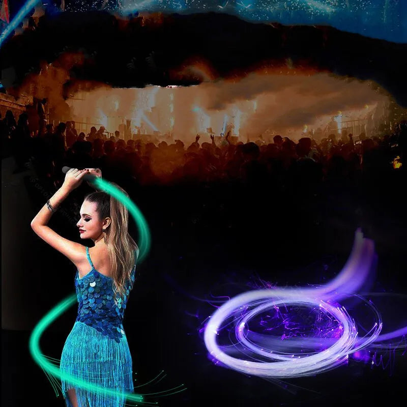 LED Fiber Optic Whip Rechargeable Fiber Optical Pixel Light-Up Whip Light Flow Toy F/Dance Party Lighting Show Rave EDM Music