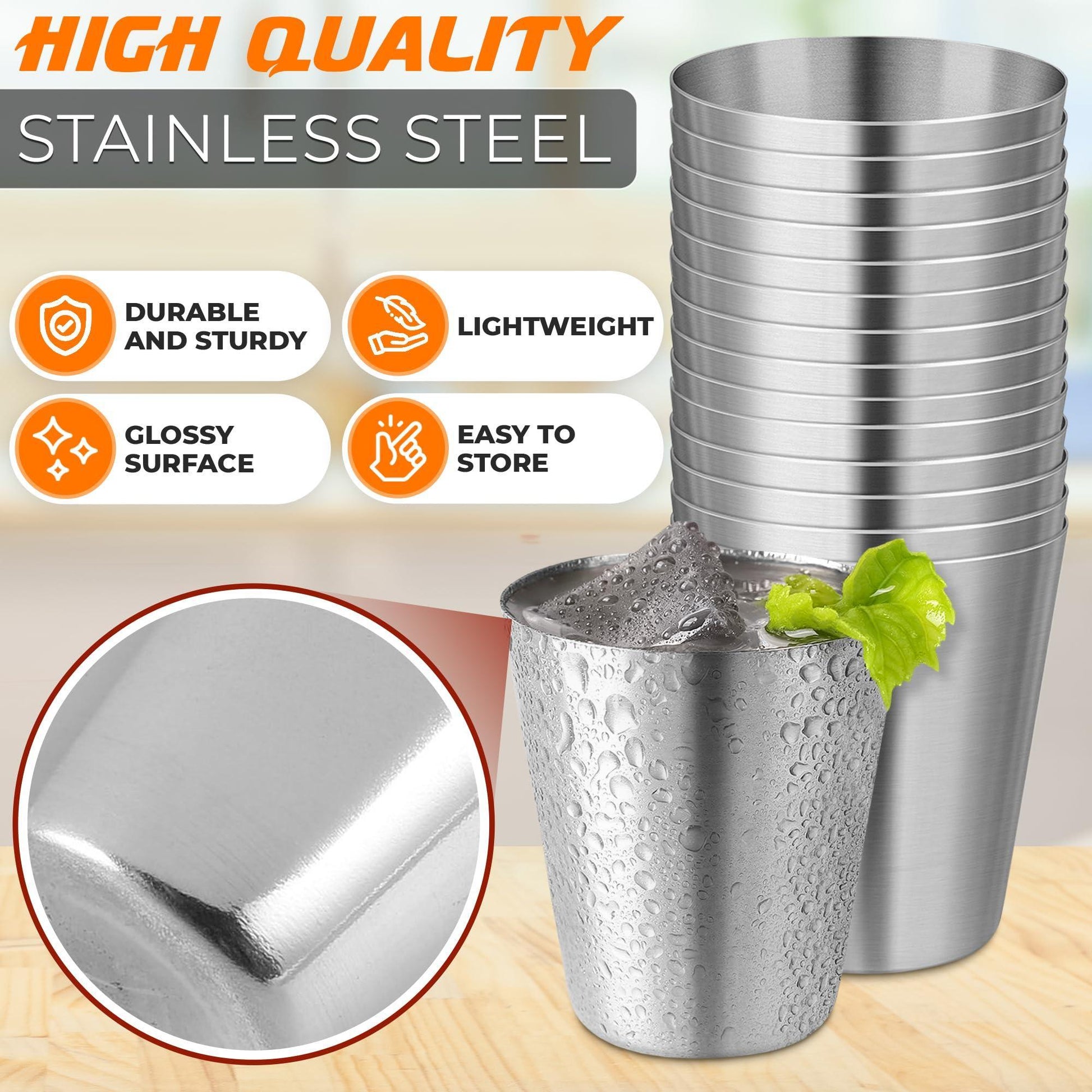 Outdoor Camping Unbreakable Metal Shooters, 15Pcs - Stainless Steel Shot Glasses