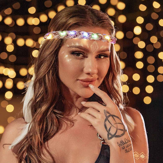 Light Up Gold Glow Rhinestone Headband