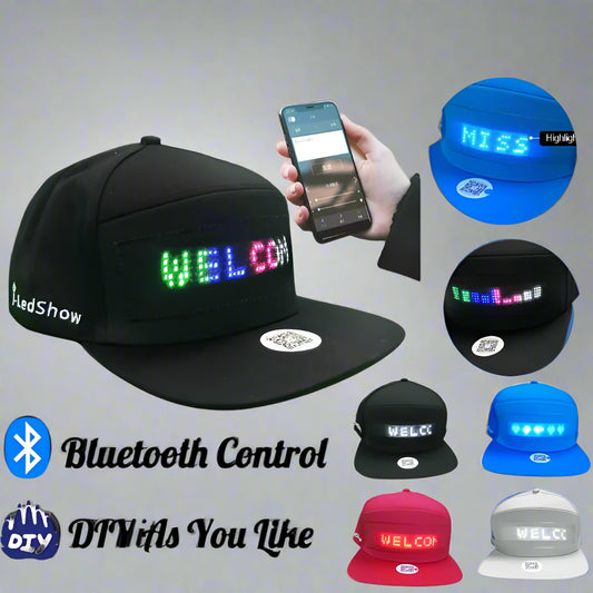 Programmable Custom LED Scrolling Message Baseball Cap - Bluetooth App Control