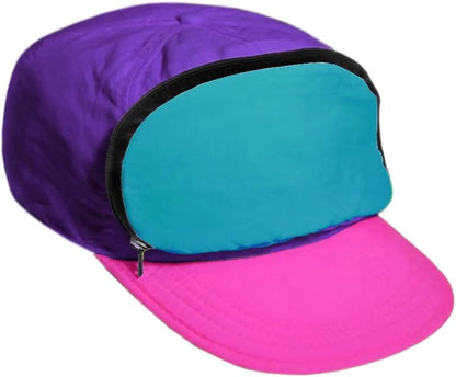 Retro 80S/90S Fanny Pack Hat with Hidden Zipper Pocket | Adjustable Festival & Rave Cap for Men & Women