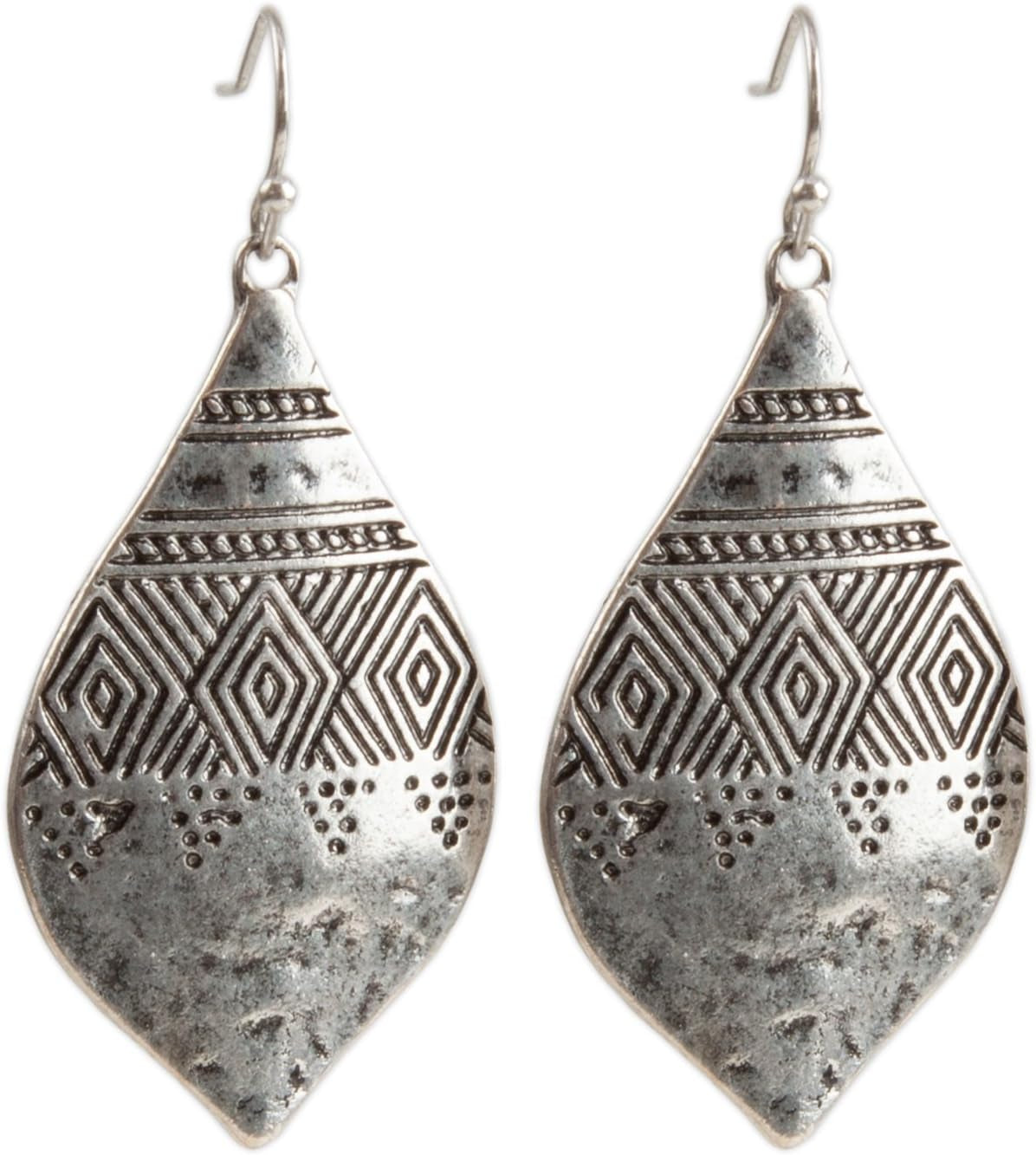 Bohemian Hammered & Engraved Silver Earrings -  Collection…